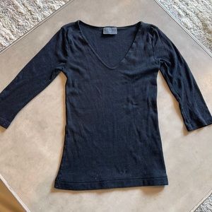 Michael Stars Black Deep V 3/4 length sleeve